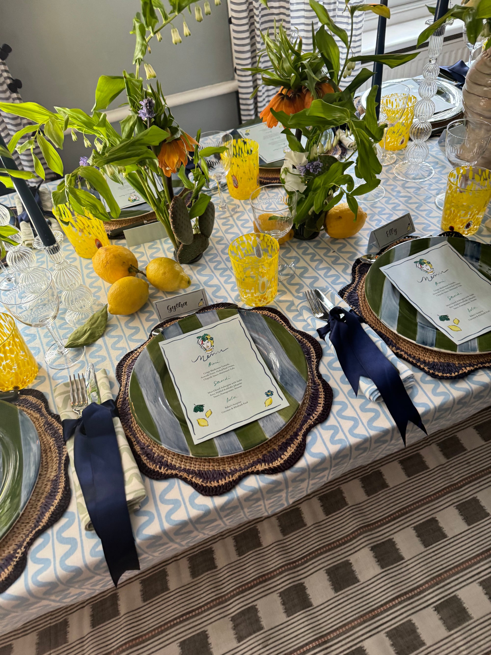 Green Wiggle Linen Napkins