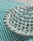 Large Sky Blue Basketweave Bowl