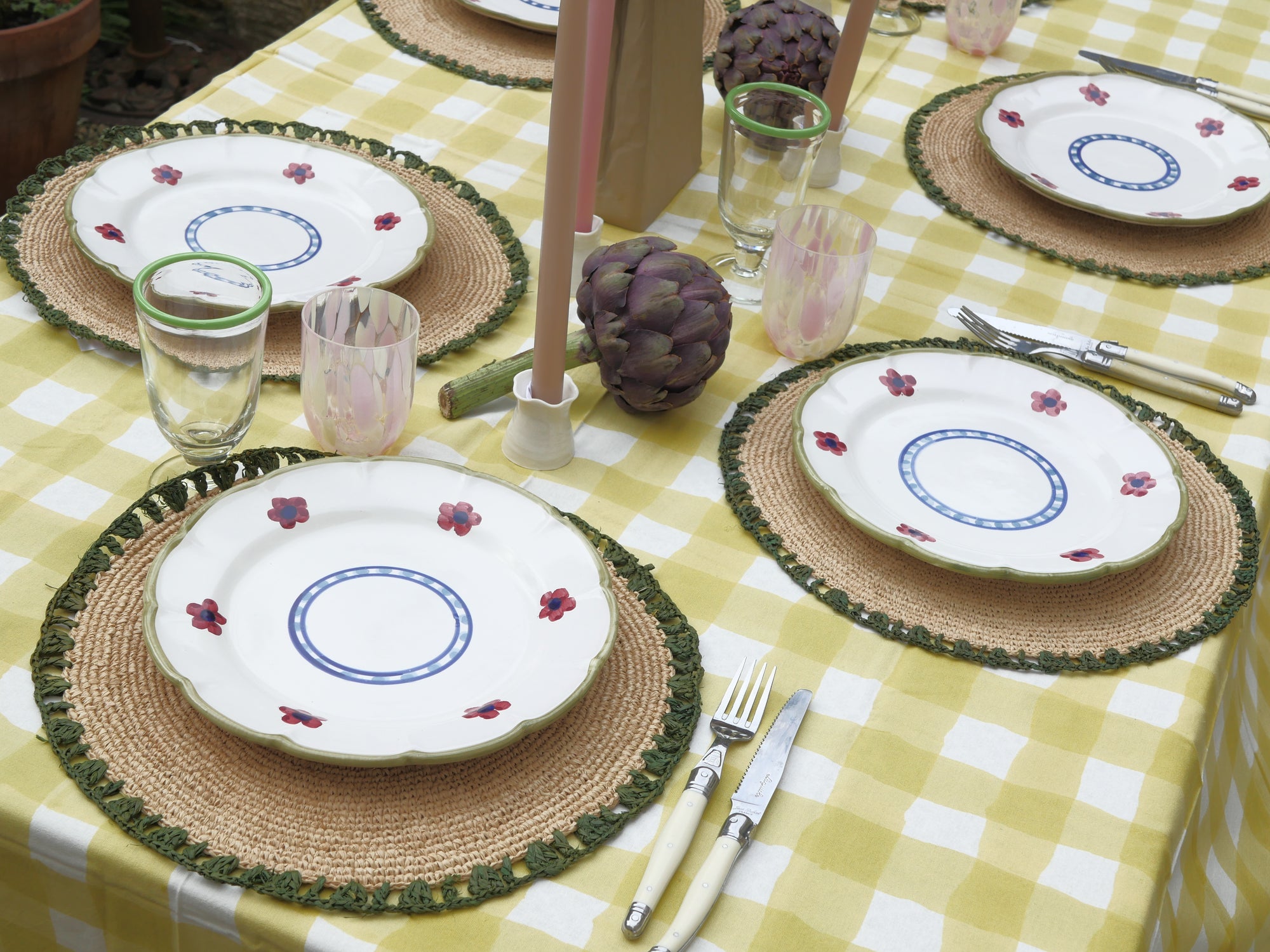 Raffia Scallop Placemat, Green