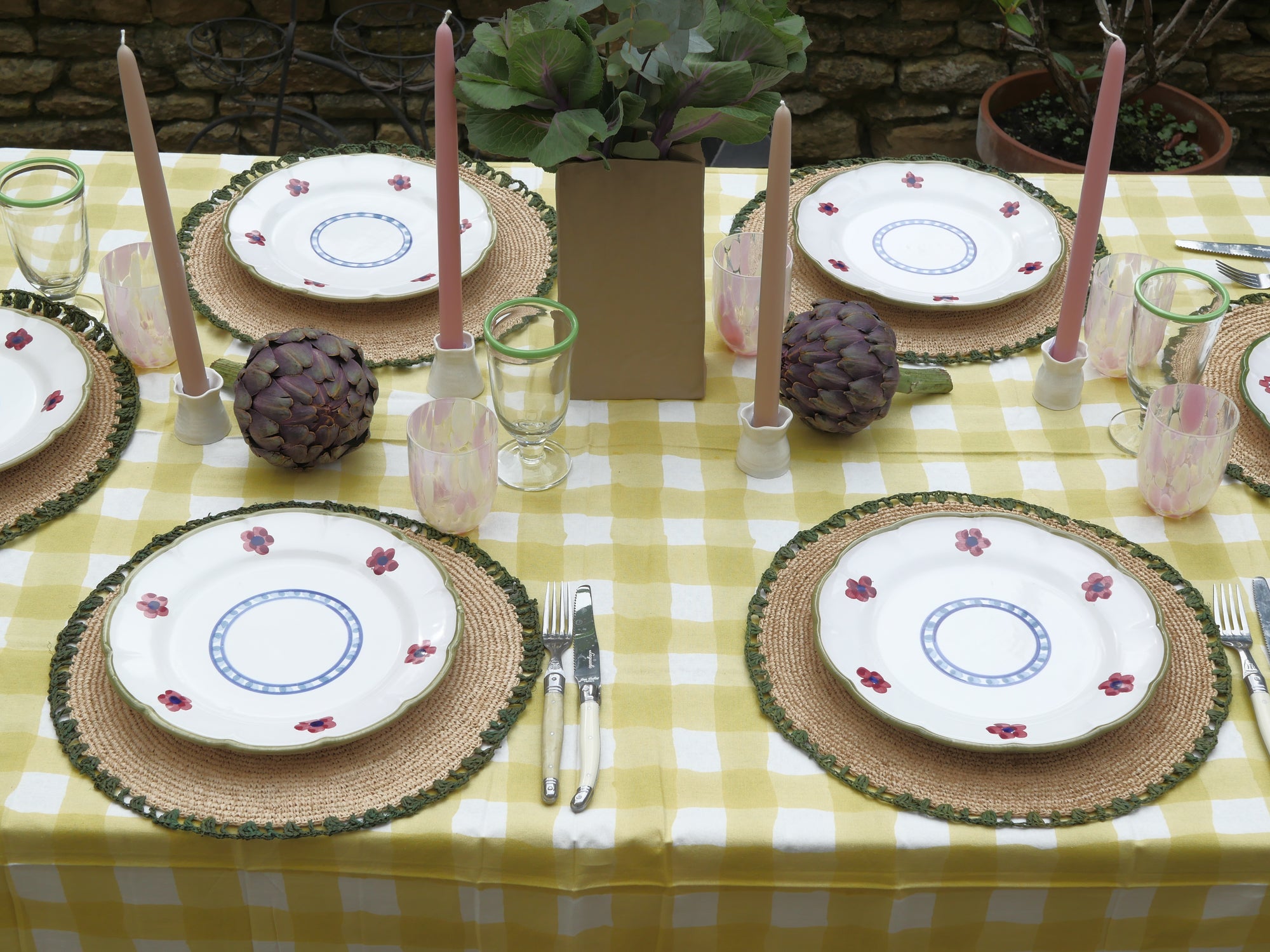 Raffia Scallop Placemat, Green