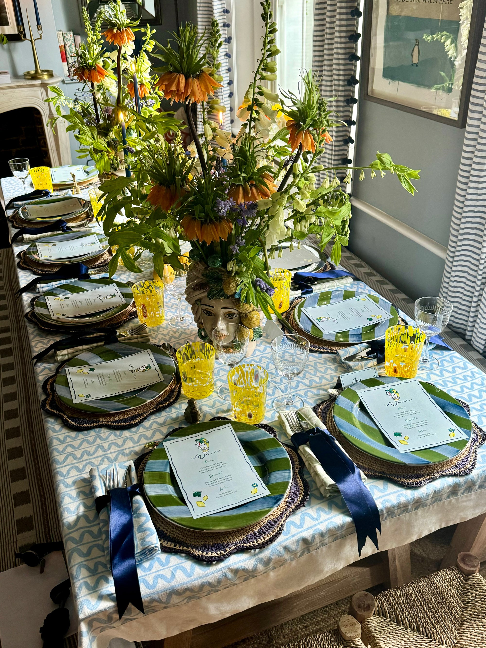Green Wiggle Linen Napkins