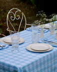 Blue Alpine Chalet Cotton Gingham Tablecloth, Italian Cotton, 230 x 150cm