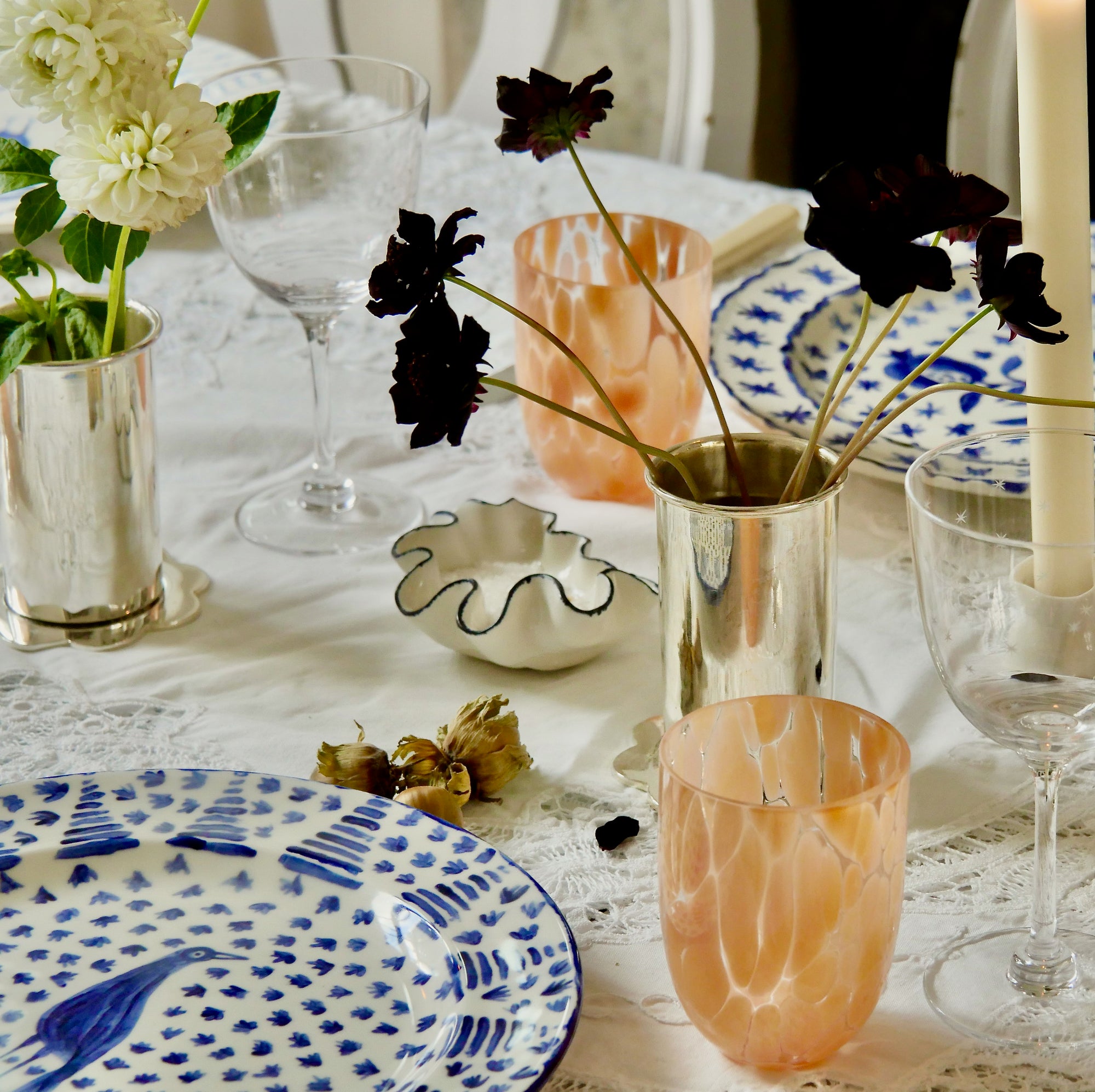 Confetti Bohemia Glass Tumbler, Peach Orange