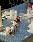 Green Linen Tablecloth, Wiggle Pattern