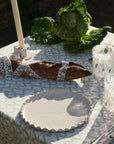 Green Linen Tablecloth, Wiggle Pattern
