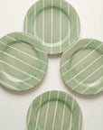 Hand-Painted Kiwi Stripe Desert Plate - Set of Four