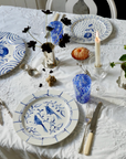Hand-painted Granada Two Birds Dinner Plate, Blue