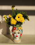 Handcrafted large Sicilian Testa di Moro head vase with sculpted lemons – a bold ceramic centerpiece for flowers