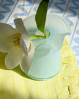 Handmade Ruffle Glass Bud Vase Blue