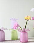 Handmade Ruffle Glass Bud Vase Light Green