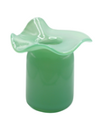 Handmade Ruffle Glass Bud Vase Teal green