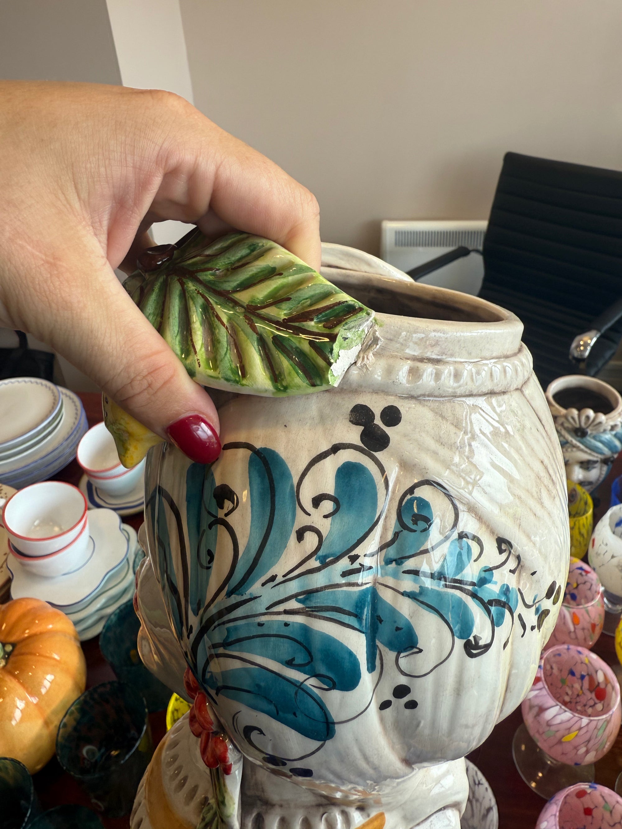Chipped Large Sicilian Vase Head, Lemons