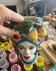 Chipped Small Sicilian Vase Head, Lemon & Flowers