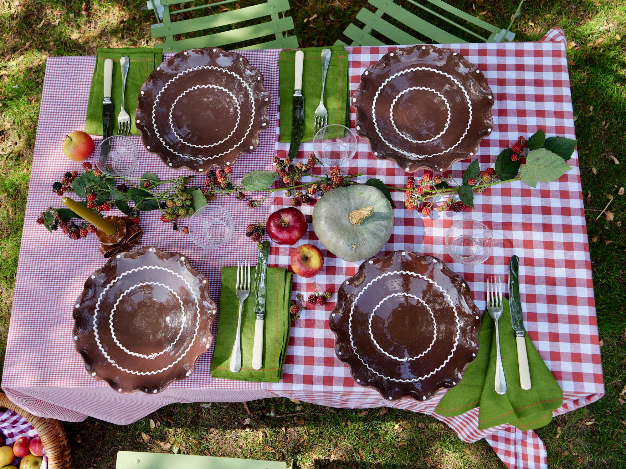 Marla Primrose 140 x 240cm cotton tablecloth in red gingham patchwork, ideal for festive and everyday dining.