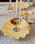 Buttery Yellow Ripple Serving Plate with Marla Primrose Silver Coupe Retro Ice Cream Desert