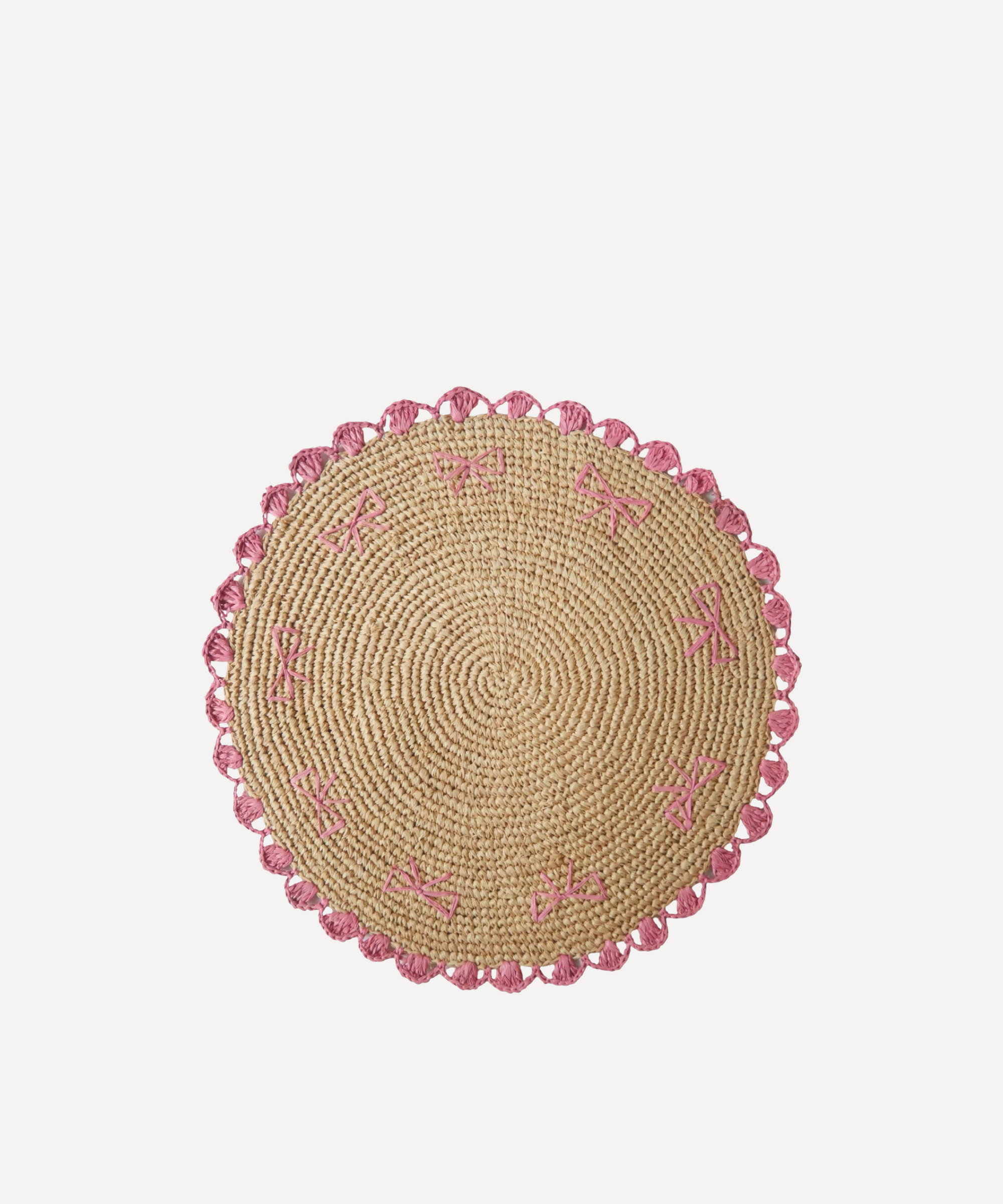 Pink Bow Raffia Scallop Handmade Placemat