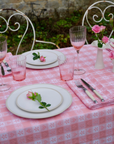 Pink Alpine Chalet Cotton Gingham Napkin, Set of 4, Italian Cotton, 50x50cm