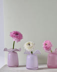 Handmade Ruffle Glass Bud Vase, Pink