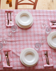Pink Alpine Chalet Cotton Gingham Tablecloth, Italian Cotton, 230 x 150cm