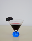 Set of two handcrafted cocktail glasses with blue bobble stems – elegant barware from Marla Primrose.