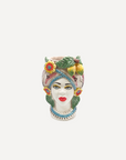 Small Sicilian Vase Head, Lemon & Flowers