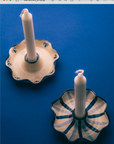 Ceramic Handmade Bow Details Blue Candle Holder by Marla Primrose