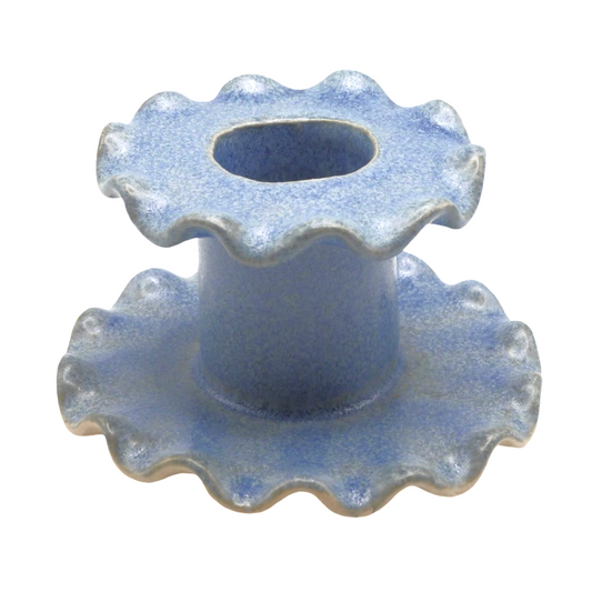 Ceramic Ruffle Candleholder, Blue
