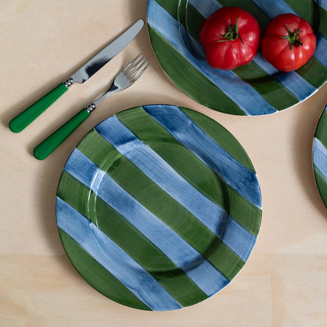 Striped sales dinner plates