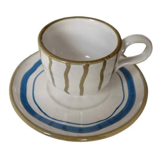 Hand-painted Tea Cup Set, Olive Wiggle