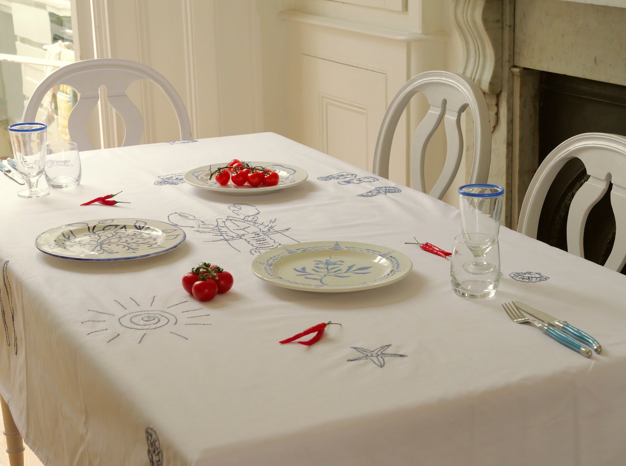 Embroidered Meditarrean Summer Tablecloth - Made To Order