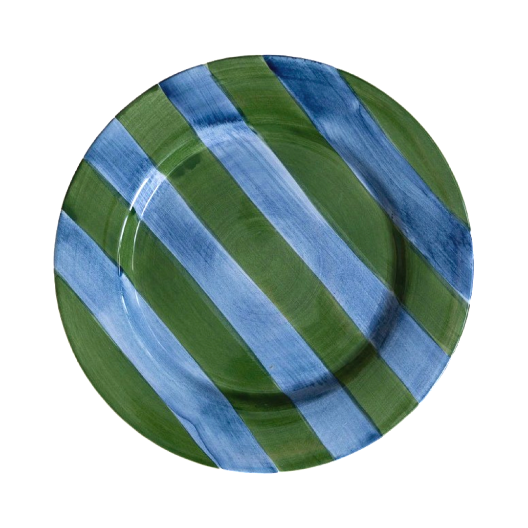 Stripe Dinner Plate, Green & Blue