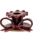 Handmade Ceramic Bow Candle Holder, Burgundy Red