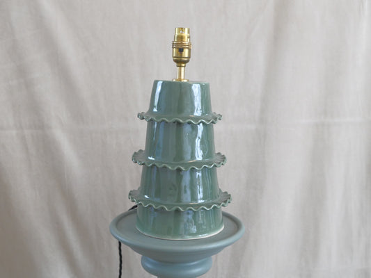 Made To Order - Frill Ceramic Lamp Base, Green