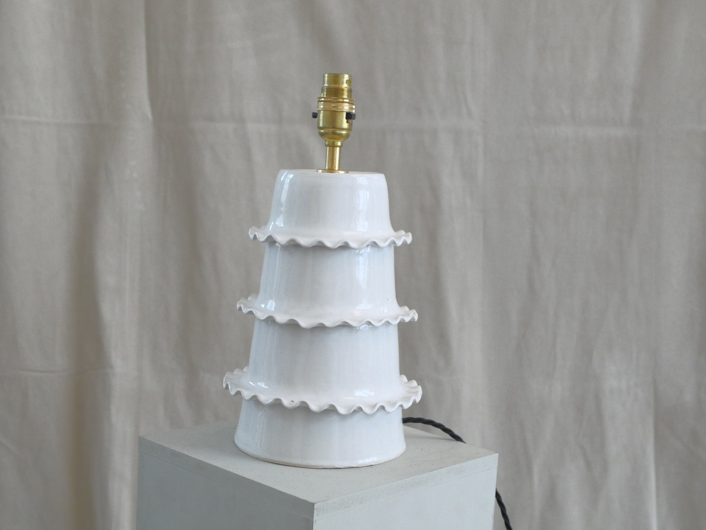Made To Order - Frill Ceramic Lamp Base, White