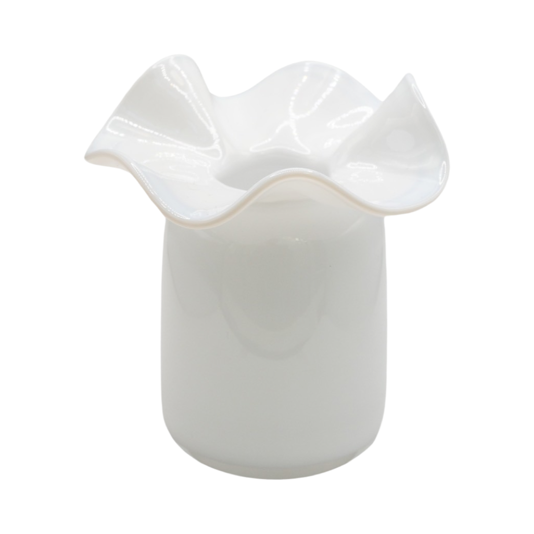 Ruffle Bud Vase, White