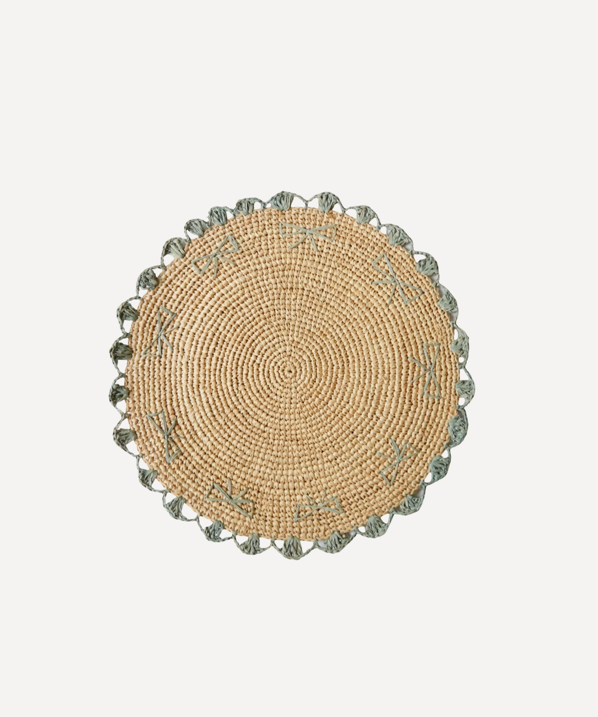 Blue Bow Raffia Scallop Placemat