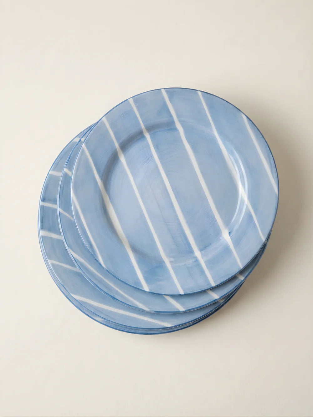 Hand-Painted Blueberry Stripe Desert Plate - Set of four