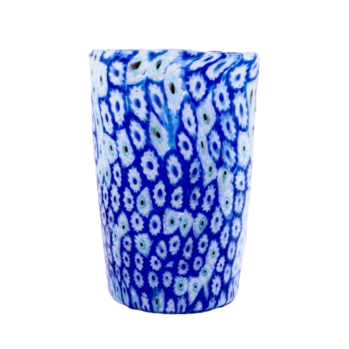 Blue Millefiori Mosaic Murano Glass Tumbler