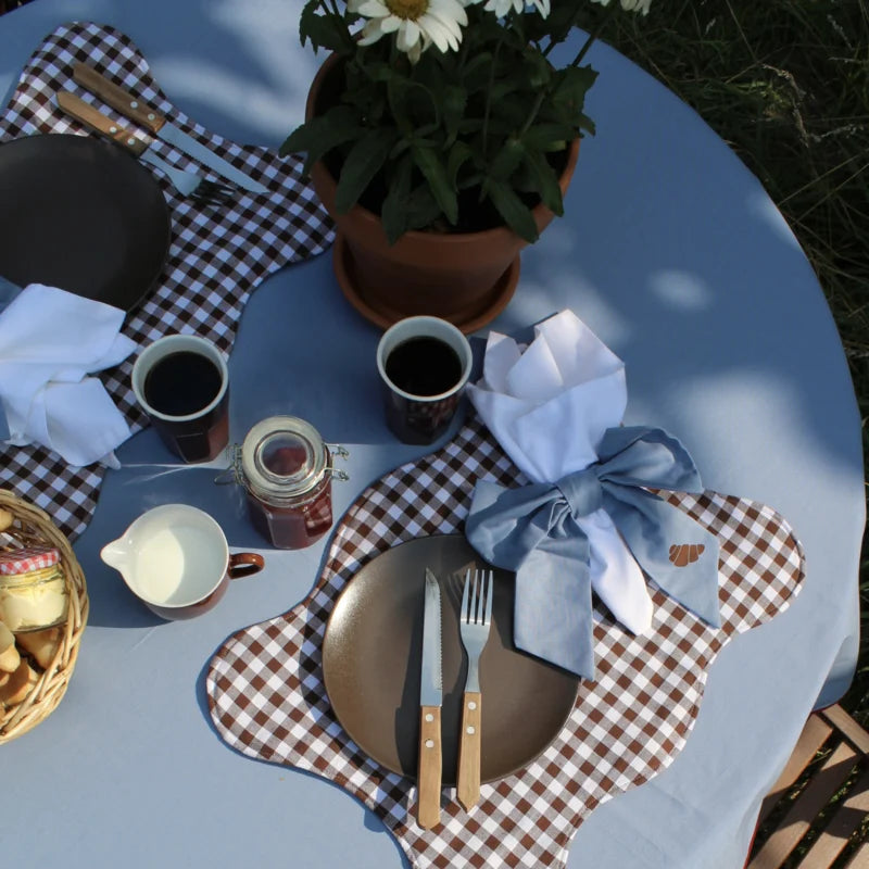 Brown Gingham Reversible Placemat with bow