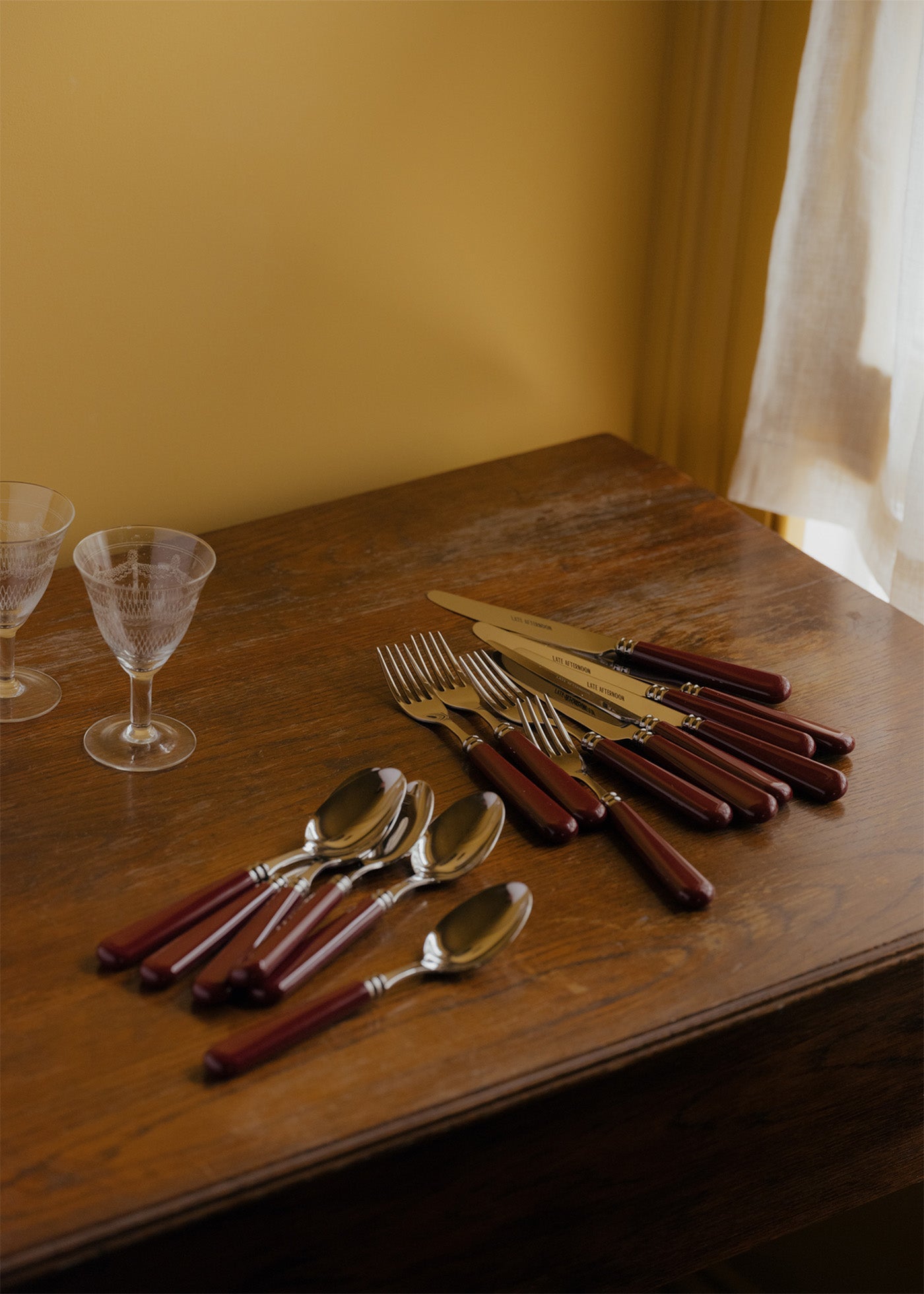 Burgundy Knife and Fork Set