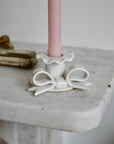 Ceramic Bow White Candle Holder-1