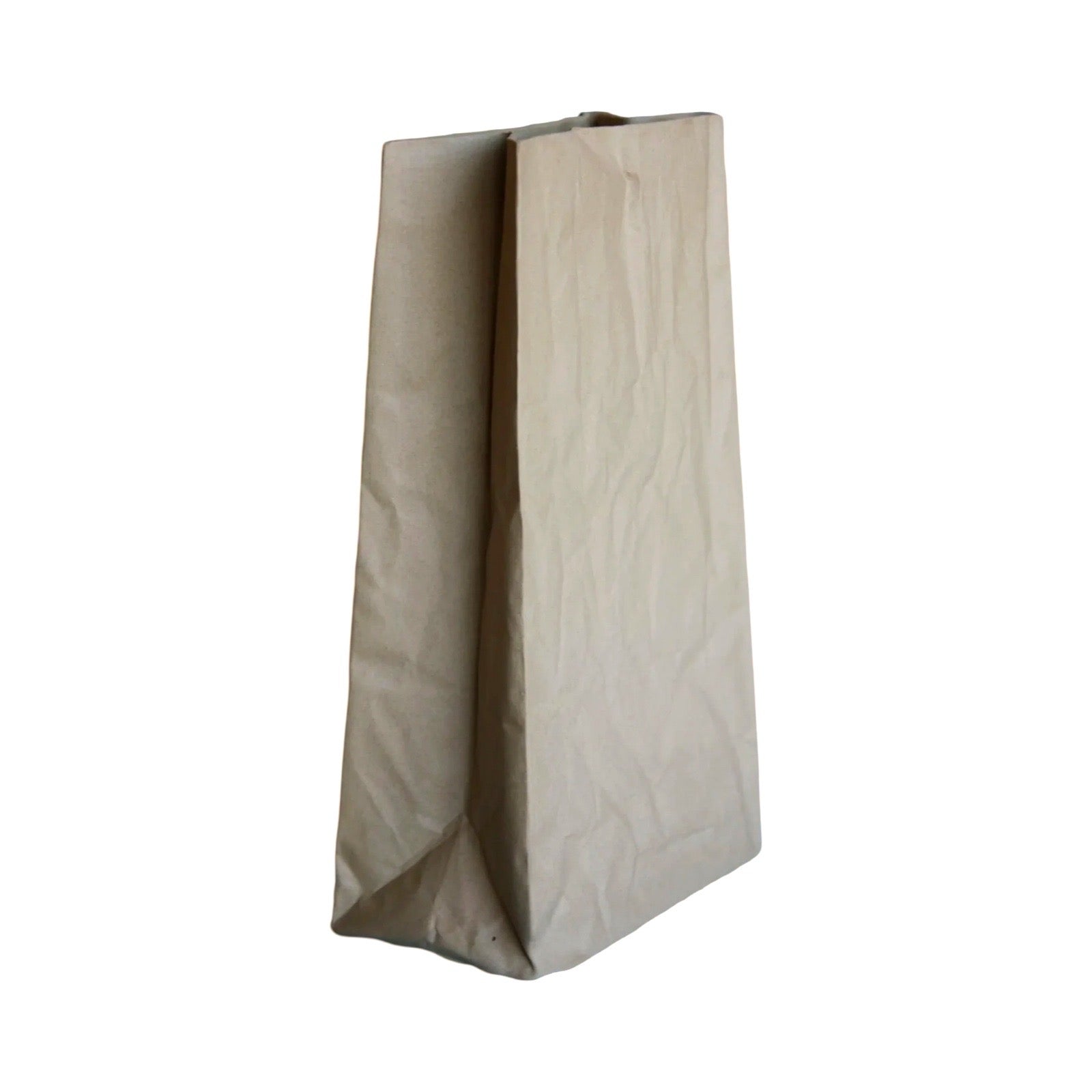 Ceramic brown paperbag vase