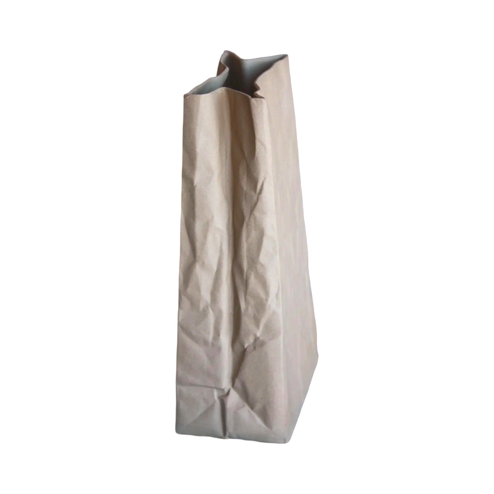 Ceramic brown paperbag vase