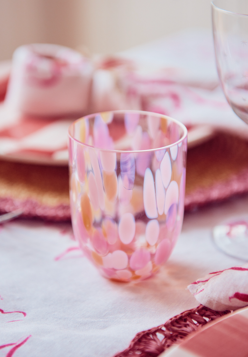 Confetti Glass Tumbler, Orange & Pink