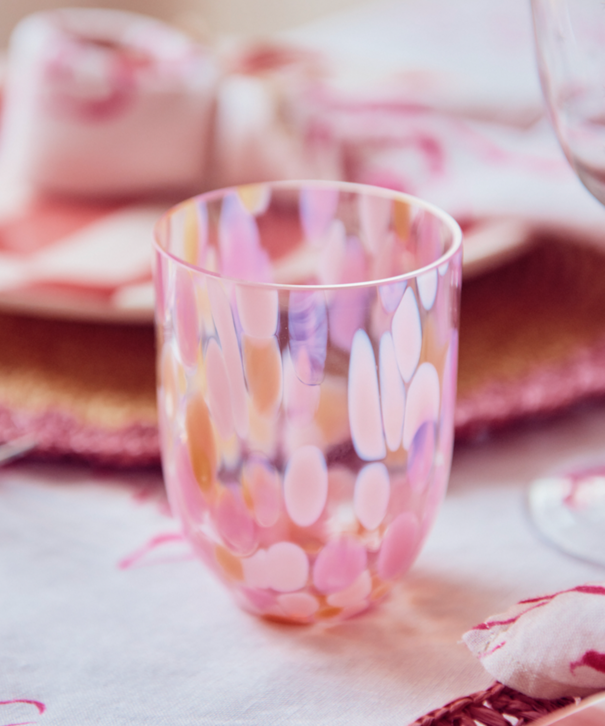 Confetti Glass Tumbler, Orange & Pink