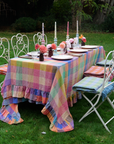 Cotswold Cottage Colourful Check Gingham Linen Tablecloth