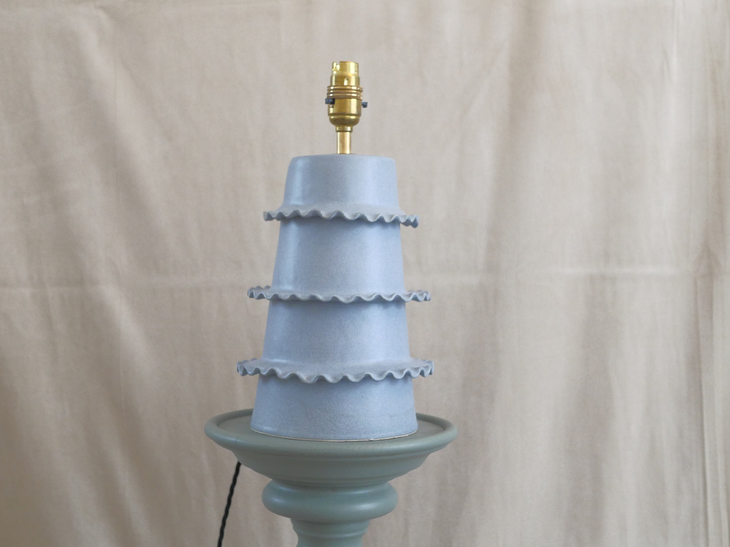 Frill Ceramic Lamp Base, Blue