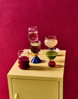 Cocktail Glasses, Red/ Clear - Set of 2