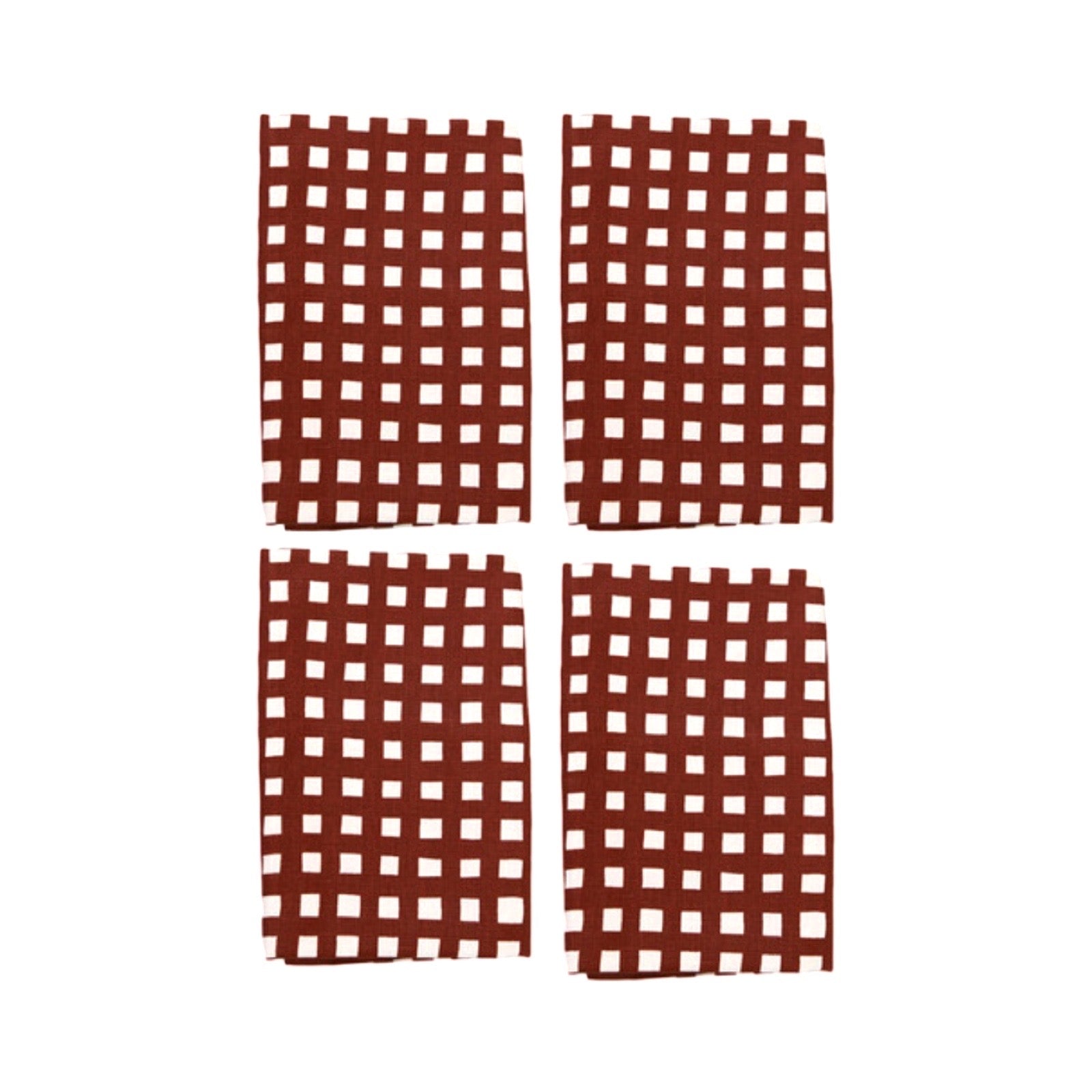 Gingham Linen Brown Napkins, Set of Four-1