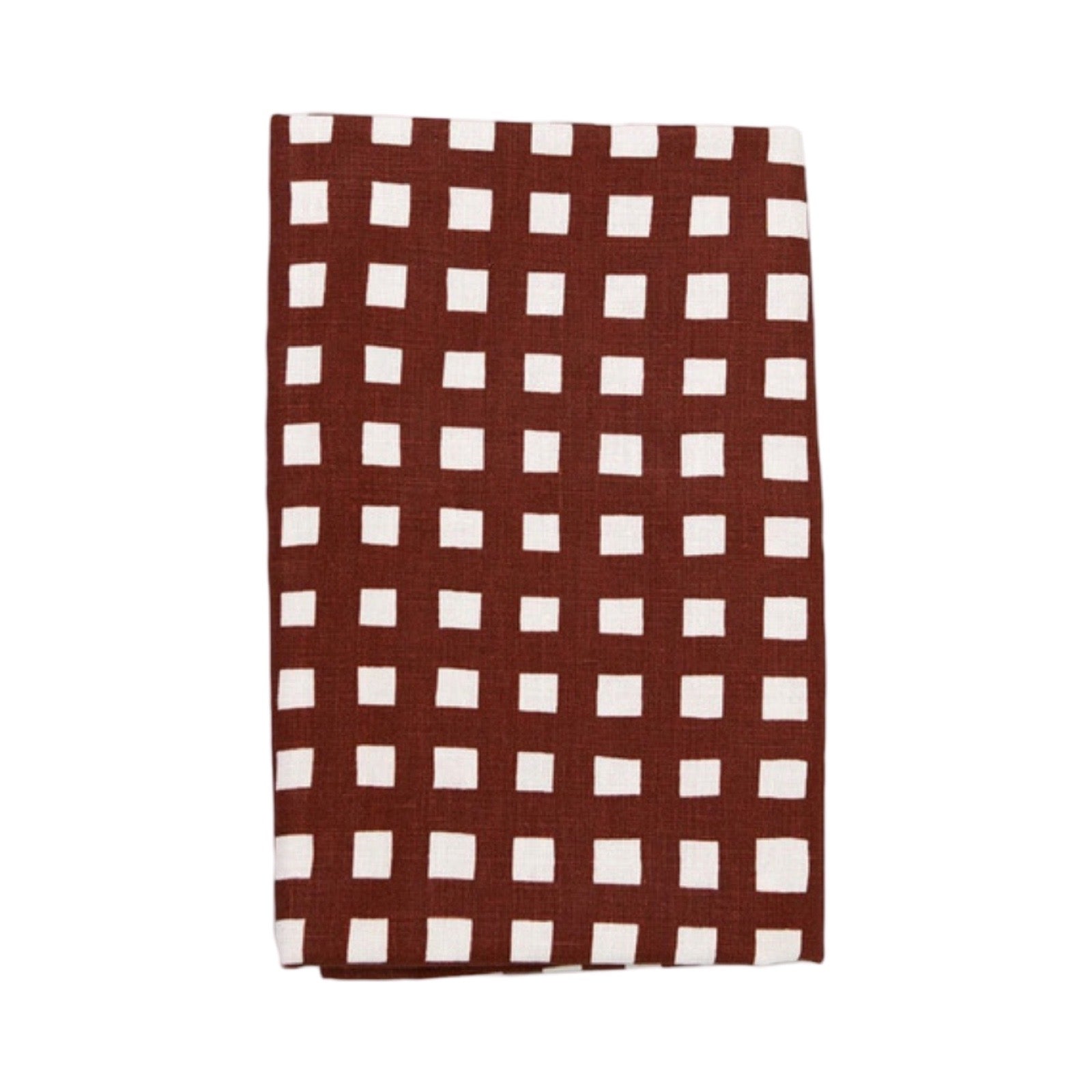 Gingham Linen Brown Napkins, Set of Four